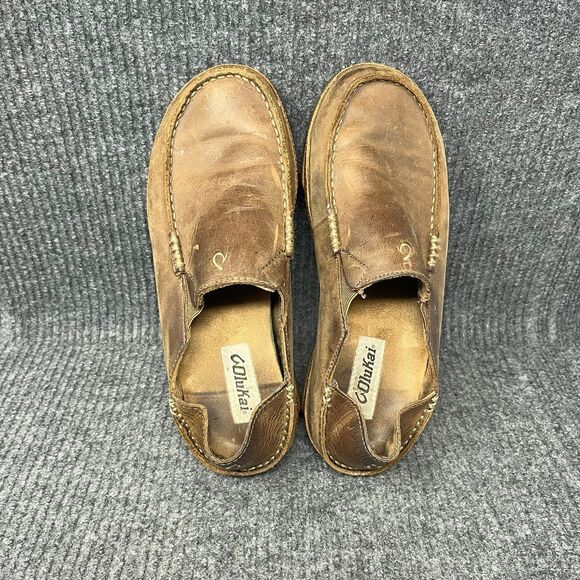 Olukai‎ Moloa Brown Slip On Boat Shoes Loafer Leather Mens Size 8.5